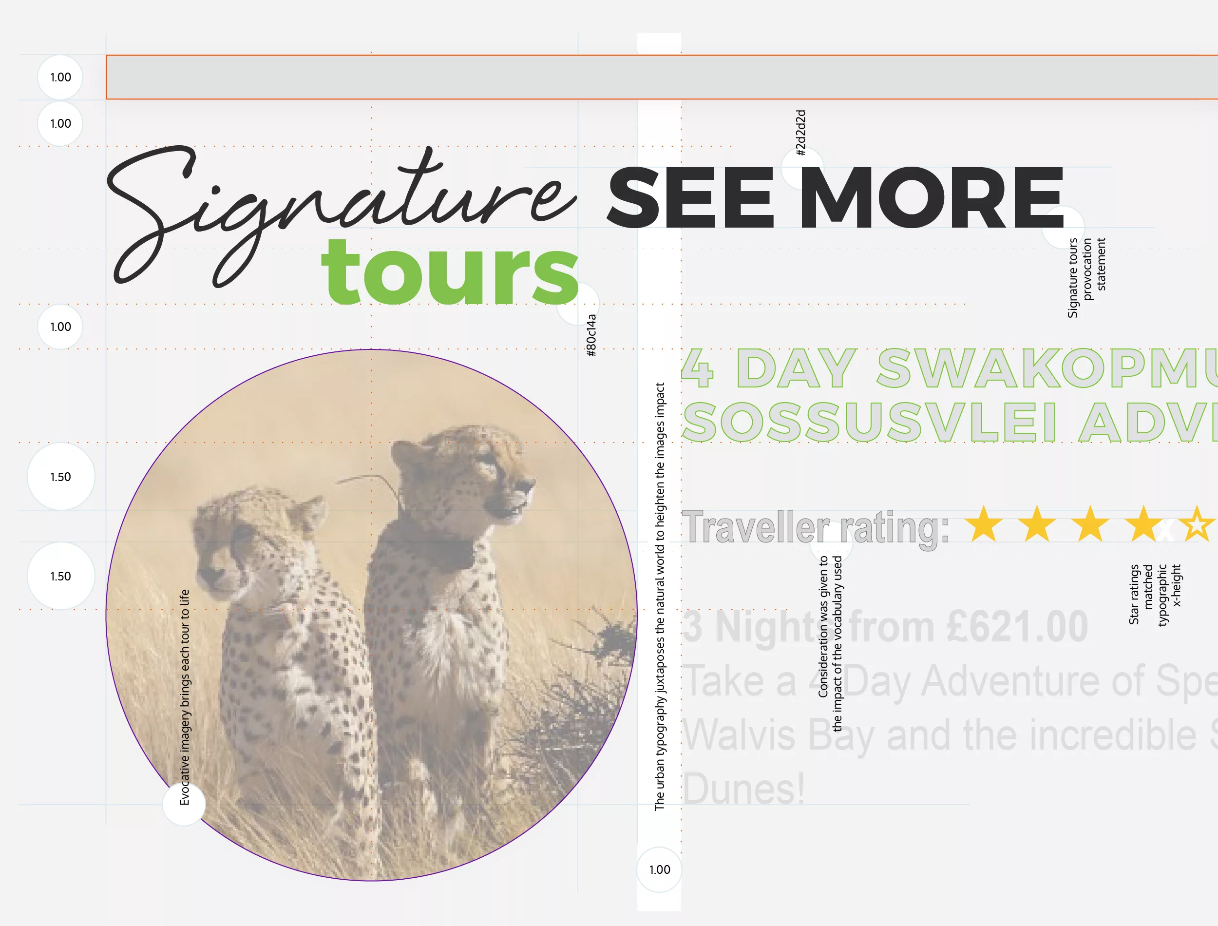 The Great Projects - Signature Tours - Typography enlarged by Peek Creative Limited